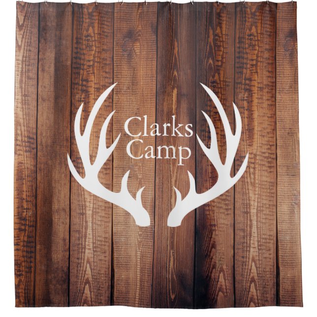 Rustic Wood Planks White Deer Antlers | Custom (Front)