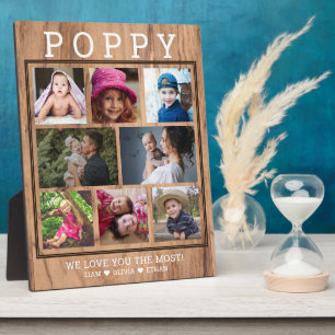 Rustic Wood Poppy We Love You 8 Photo Collage Plaque
