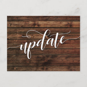 Rustic Wood Postponed Wedding Update Notice Postcard