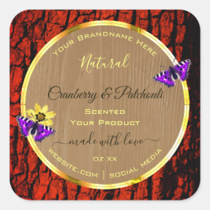 Rustic Wood Product Labels Purple Butterflies Gold