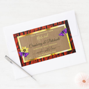 Rustic Wood Product Labels Purple Butterflies Gold