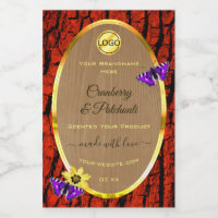 Rustic Wood Product Labels Purple Butterflies Logo