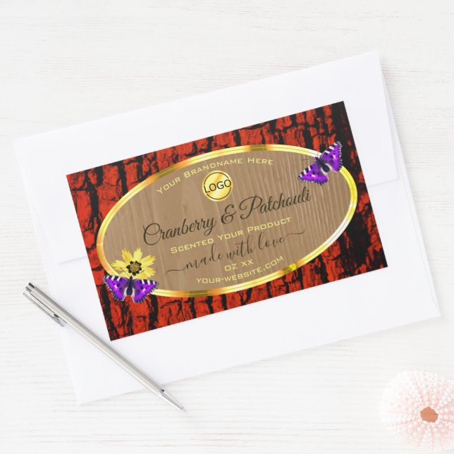 Rustic Wood Product Labels Purple Butterflies Logo (Envelope)
