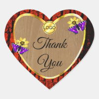 Rustic Wood Purple Butterflies Cute Thank You Logo