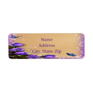 Rustic Wood Purple Floral Butterfly Adresse