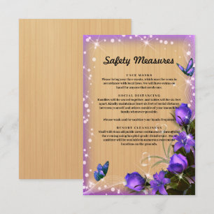 Rustic Wood Purple Floral Butterfly Safety Measure Enclosure Card