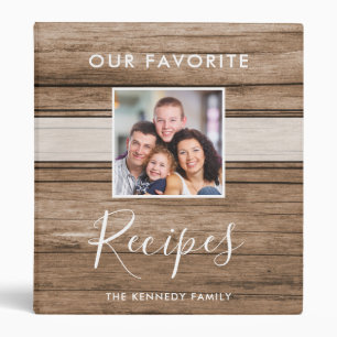 Rustic Wood Recipe Cookbook Family Name Photo Binder