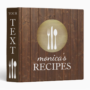 Rustic Wood Recipe Cooking Vintage Personalized Binder