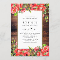 Rustic Wood & Red Poppy Floral Birthday Party