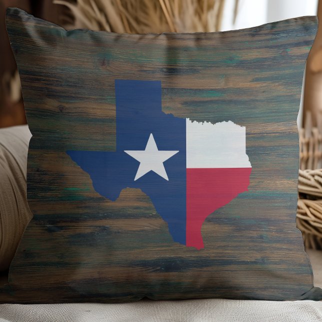 Rustic Wood Red White Blue Texas Add Name Throw Pillow (Creator Uploaded)
