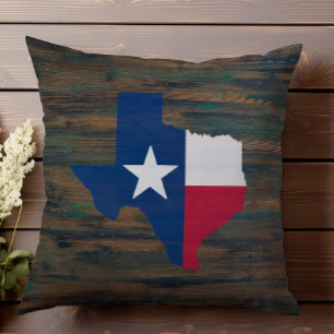 Rustic Wood Red White Blue Texas Add Name Throw Pillow