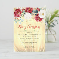 Rustic Wood Red White Gold Merry Christmas Party