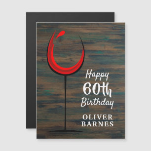 Rustic Wood Red Wine Glass 60th Birthday