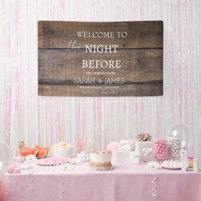 Rustic Wood Rehearsal Dinner The Night Before  Banner (Party)