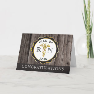 Rustic Wood RN Graduation Congratulations Card