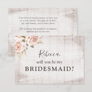 Rustic Wood Romantic Roses Bridal Party Proposal Invitation