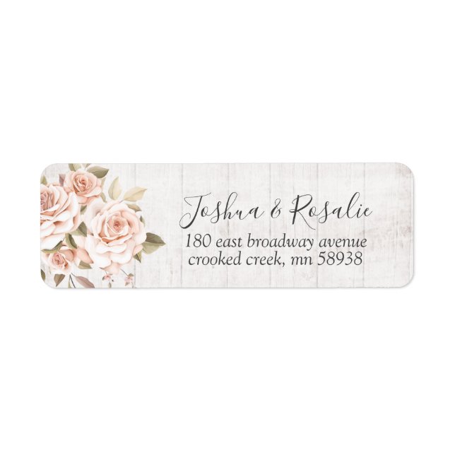 Rustic Wood & Romantic Roses Shabby Chic Address (Front)