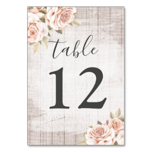 Rustic Wood & Romantic Roses Shabby Chic Wedding Table Number