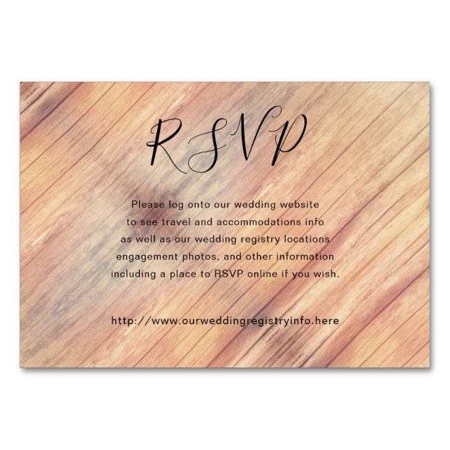 Rustic Wood RSVP Online Enclosure Cards (Front)