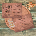 Rustic Wood Save the Date Calendar Red Love Heart Announcement Postcard<br><div class="desc">This boho save the date card features a calendar and pretty red love heart highlighting your special date on a rustic wood background. The reverse has additional save the date details, including your wedding website address. Designed by Thisisnotme© ***TO MOVE THE HEART TO YOUR SPECIAL DATE, LOOK TO THE RIGHT...</div>