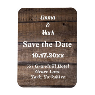 Rustic Wood Save the Date Magnetic Magnet