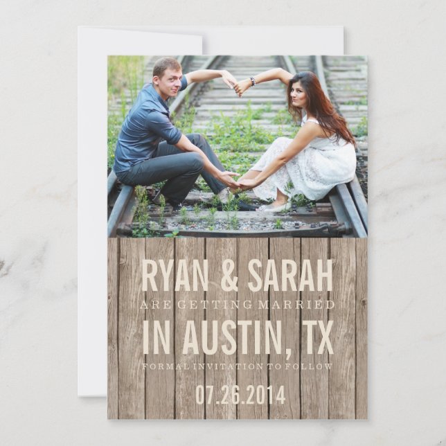 RUSTIC WOOD SAVE THE DATES DATE (Front)