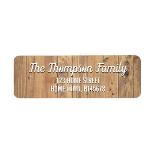 Rustic Wood Script Name Drop Shadow Return Address
