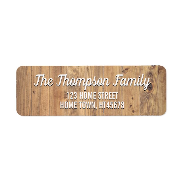Rustic Wood Script Name Drop Shadow Return Address (Front)
