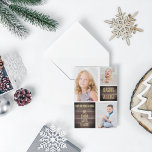 Rustic Wood Season's Greetings Christmas Foil Holiday Card<br><div class="desc">Rustic wood holiday card with season's greetings. Template photos via Pixabay licensed under CC0. Template images must be replaced with your own photos</div>