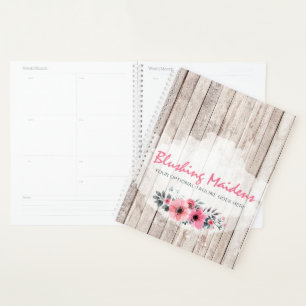 Rustic Wood Shabby Chic Pink Roses Anemone Floral Planner