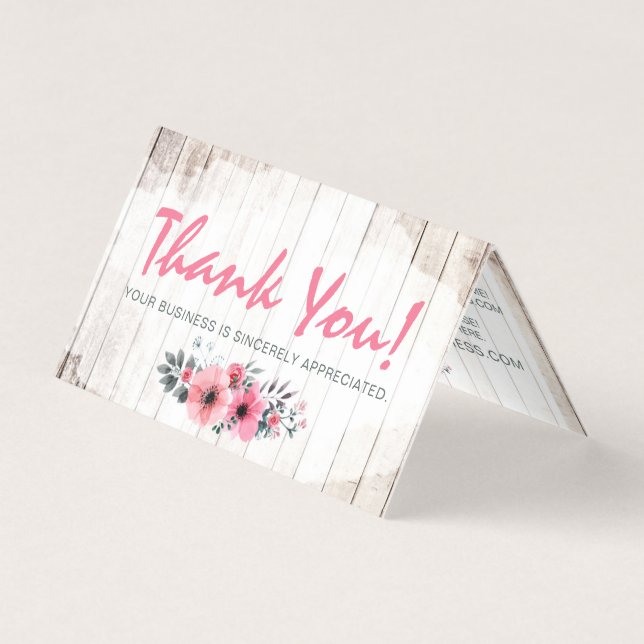 Rustic Wood Shabby Chic Roses Anemone Thank You (Front)