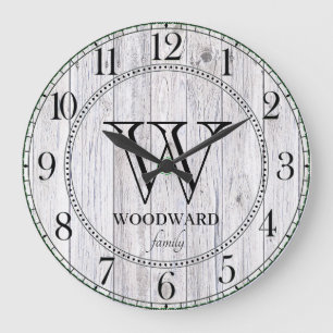 Rustic Wood Shiplap Farmhouse Personalized Large Clock