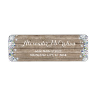 Rustic Wood Silver Diamond Glitter Return Address 