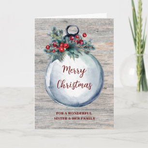 Rustic Wood Sister & Family Merry Christmas Card