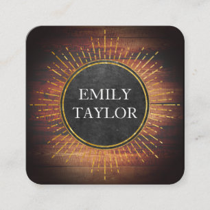 Rustic Wood Slate Texture Ray Elements Square Business Card