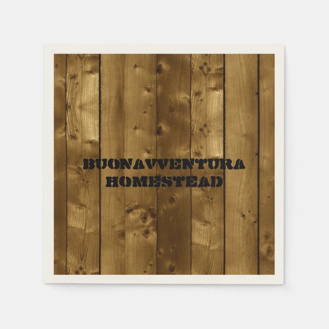 Rustic Wood Slats Customizable Name Napkin (Front)