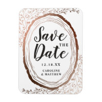 Rustic Wood Slice Copper Foil Autumn Save the Date