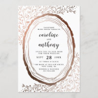 Rustic Wood Slice Copper Foil Autumn Wedding