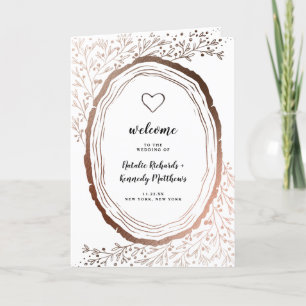 Rustic Wood Slice Copper Foil Wedding Ceremony Program