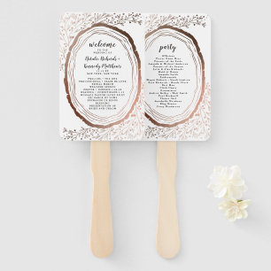 Rustic Wood Slice Copper Wedding Ceremony Program Hand Fan