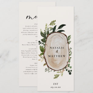 Rustic Wood Slice Foliage Wedding Greenery Menu