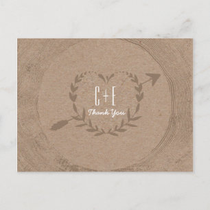 Rustic Wood Slice   Thank You Postcard