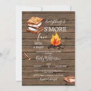 Rustic Wood S'more Fun Baby Shower Invitation
