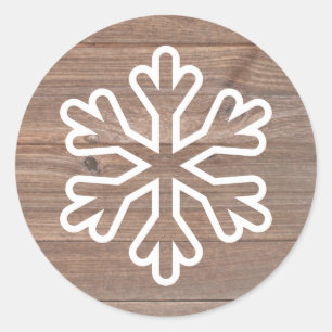 Rustic Wood Snowflake - Circle Sticker
