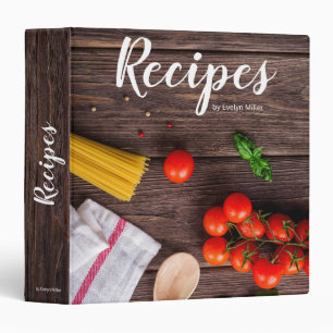 Rustic Wood Spaghetti Tomato Recipes Custom Name Binder
