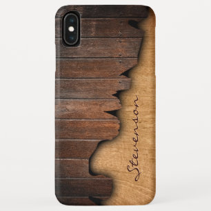 Rustic Wood Splintered Wood Look - Monogram Name iPhone XS Max Case