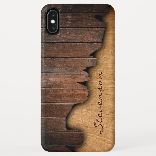 Rustic Wood Splintered Wood Look - Monogram Name Case-Mate iPhone Case (Back)