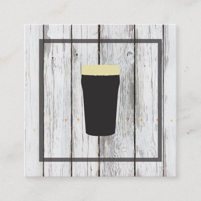 Rustic Wood Square Element | Beer Expert Square Business Card (Front)