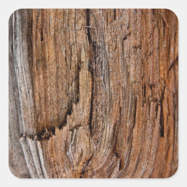 Rustic wood square sticker (Front)