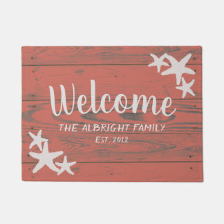 Rustic Wood Starfish Living Coral Doormat
